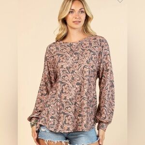 Tooled Floral Pullover